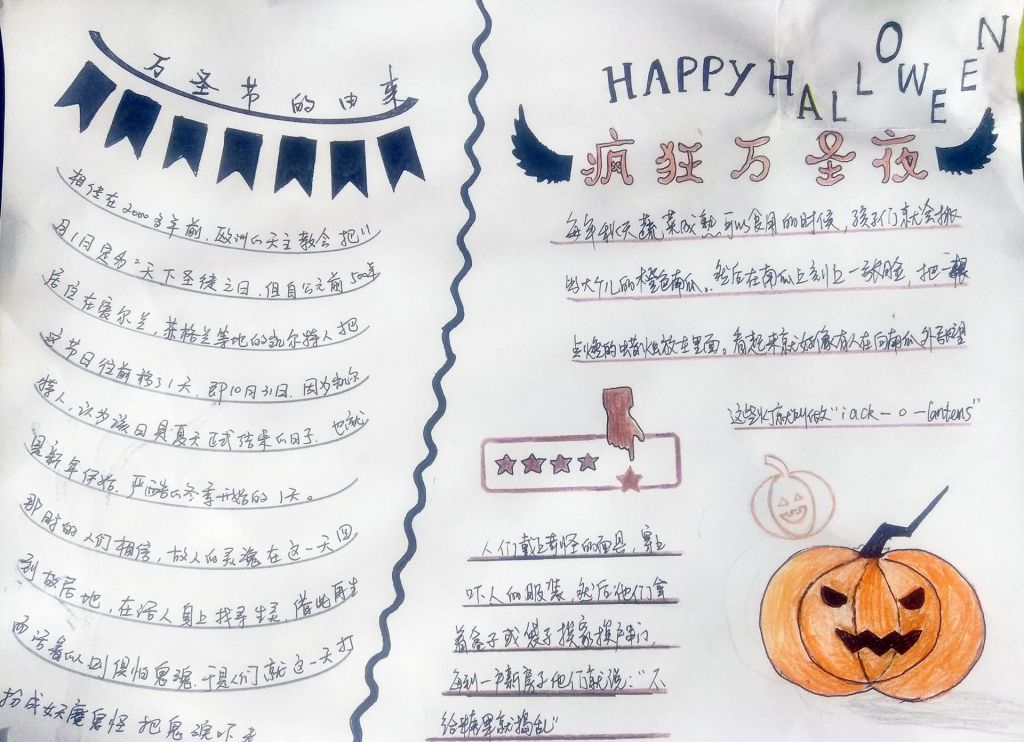 2022万圣节手抄报,疯狂万圣夜 2022万圣节手抄报,疯狂万圣夜