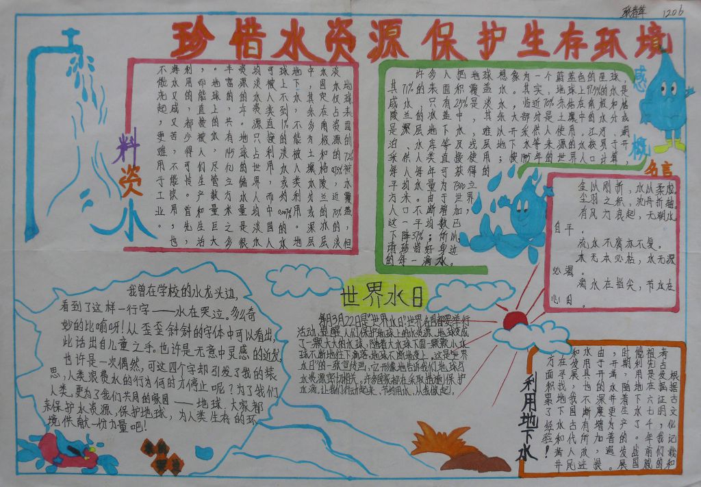珍惜水资源保护生存环境手抄报 珍惜水资源保护生存环境手抄报
