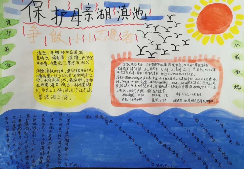 保护母亲湖滇池手抄报 保护母亲湖滇池手抄报