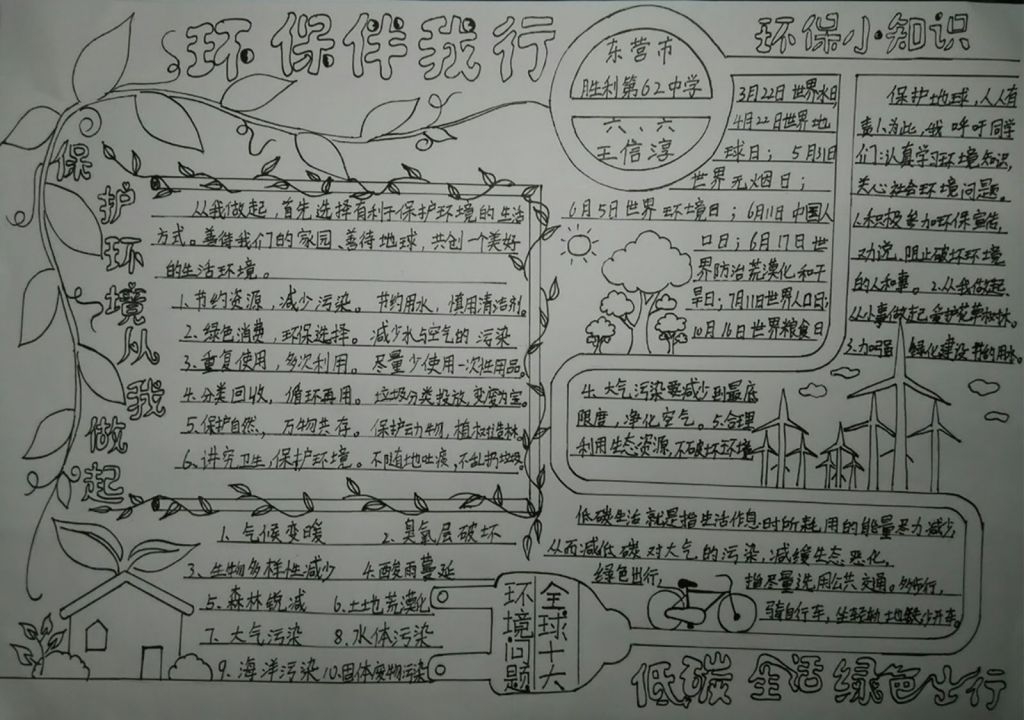 环保伴我行手抄报图片 环保伴我行手抄报图片