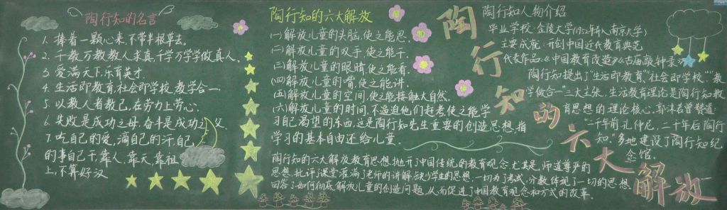 陶行知六大解放黑板报图片 陶行知六大解放黑板报图片