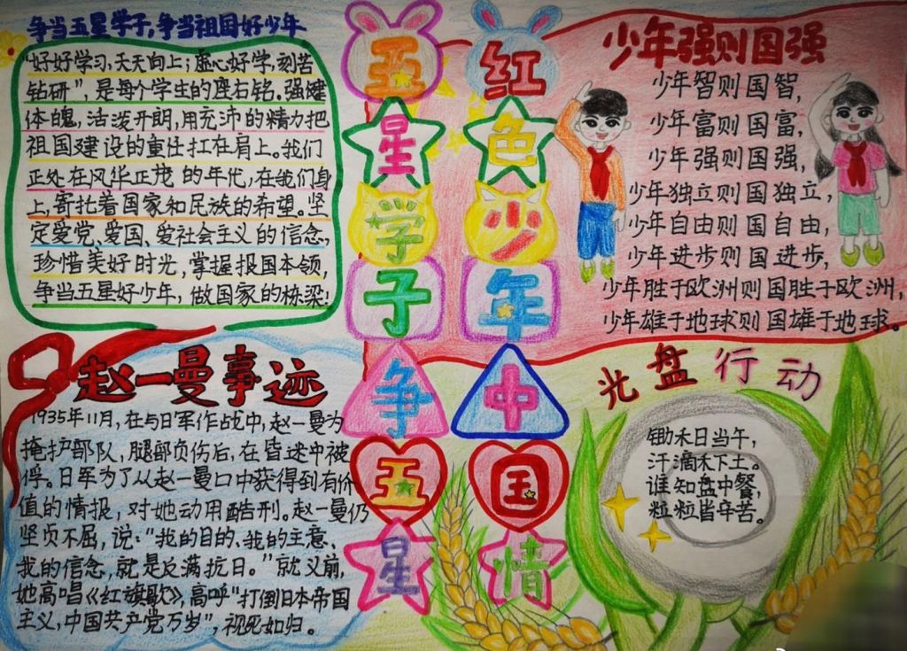 五星学子争五星红色少年中国情手抄报 五星学子争五星红色少年中国情手抄报