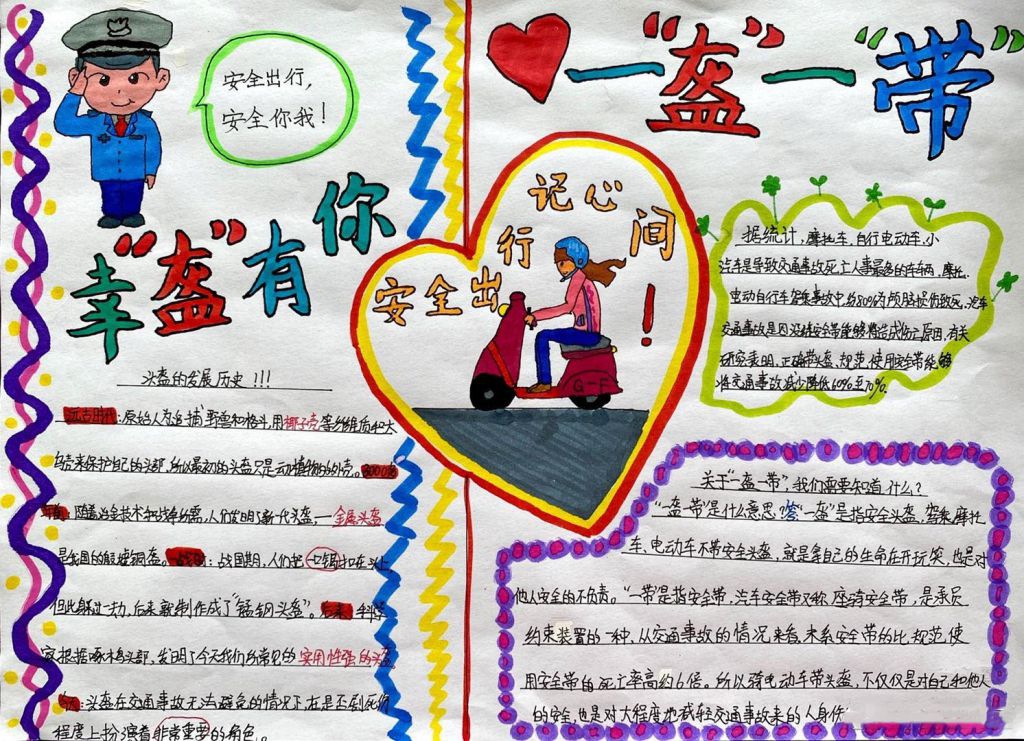 一盔一带守护安全手抄报图片,幸“盔”有你安全出行记心间 一盔一带守护安全手抄报图片,幸“盔”有你安全出行记心间