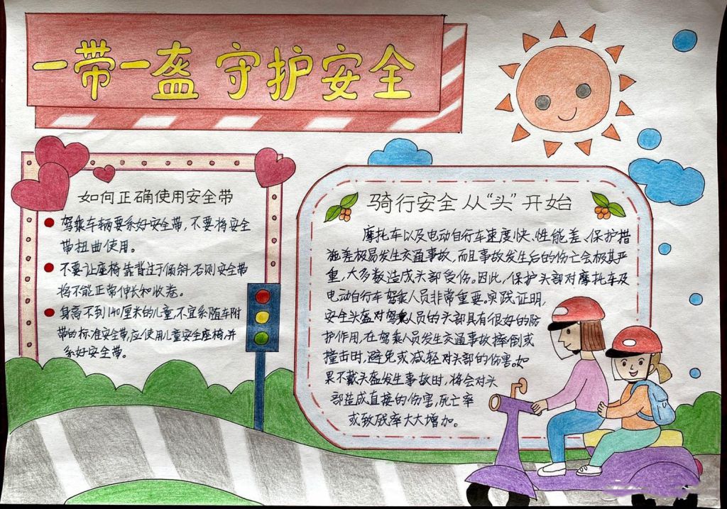 一盔一带守护安全手抄报图片,幸“盔”有你安全出行记心间 一盔一带守护安全手抄报图片,幸“盔”有你安全出行记心间