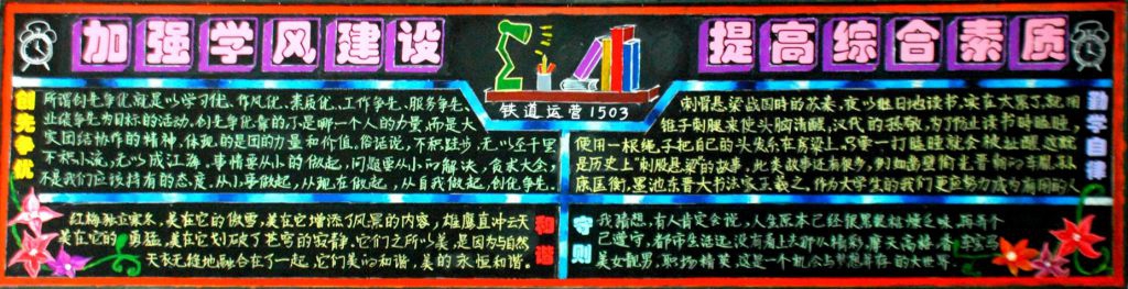 西铁院开展《加强学风建设 提高综合素质》黑板报创作活动 西铁院开展《加强学风建设 提高综合素质》黑板报创作活动