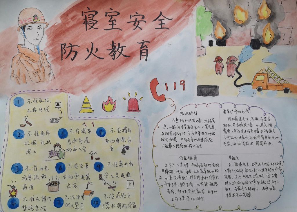 寝室安全防火教育手抄报 寝室安全防火教育手抄报