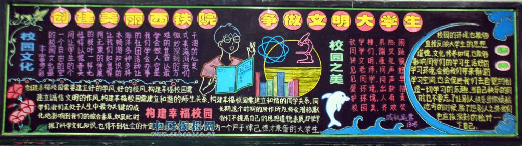 创建美丽西铁院 争做文明大学生黑板报 创建美丽西铁院 争做文明大学生黑板报