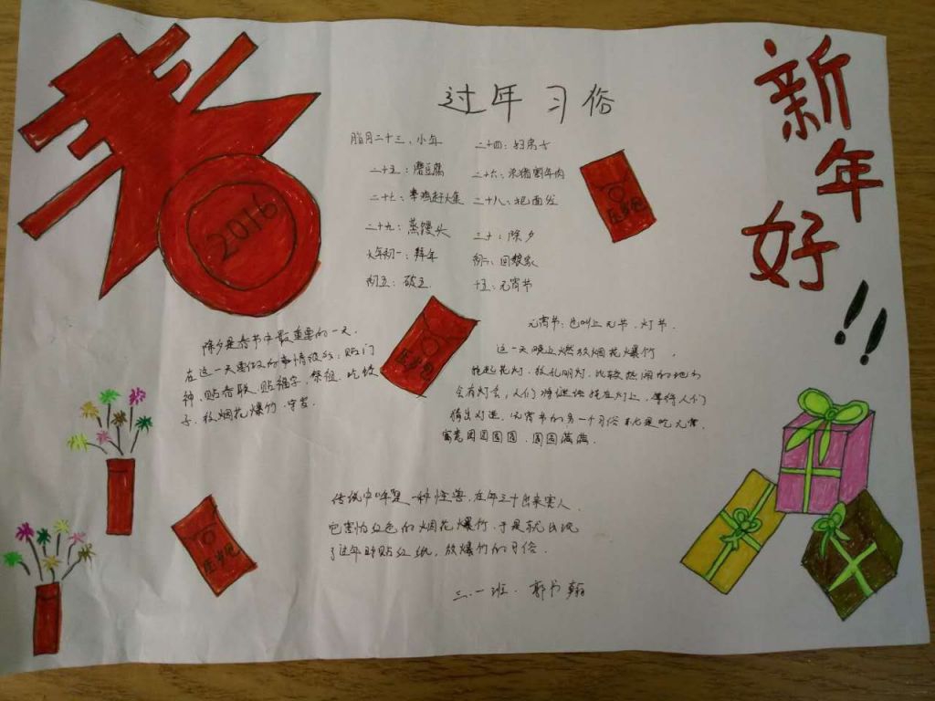 迎新年贺新春手抄报 迎新年贺新春手抄报