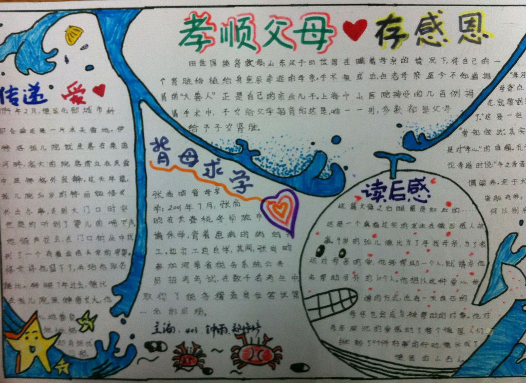 孝顺父母心存感恩手抄报 孝顺父母心存感恩手抄报