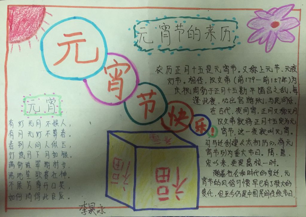 元宵节快乐手抄报图片 元宵节快乐手抄报图片