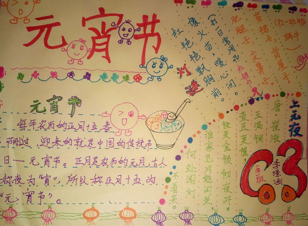 新鲜出炉的元宵节手抄报作品 新鲜出炉的元宵节手抄报作品