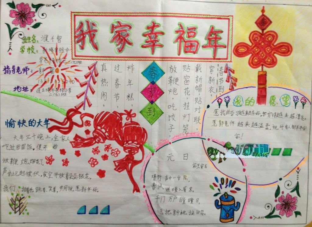 我家的幸福春节手抄报大全 我家的幸福春节手抄报大全
