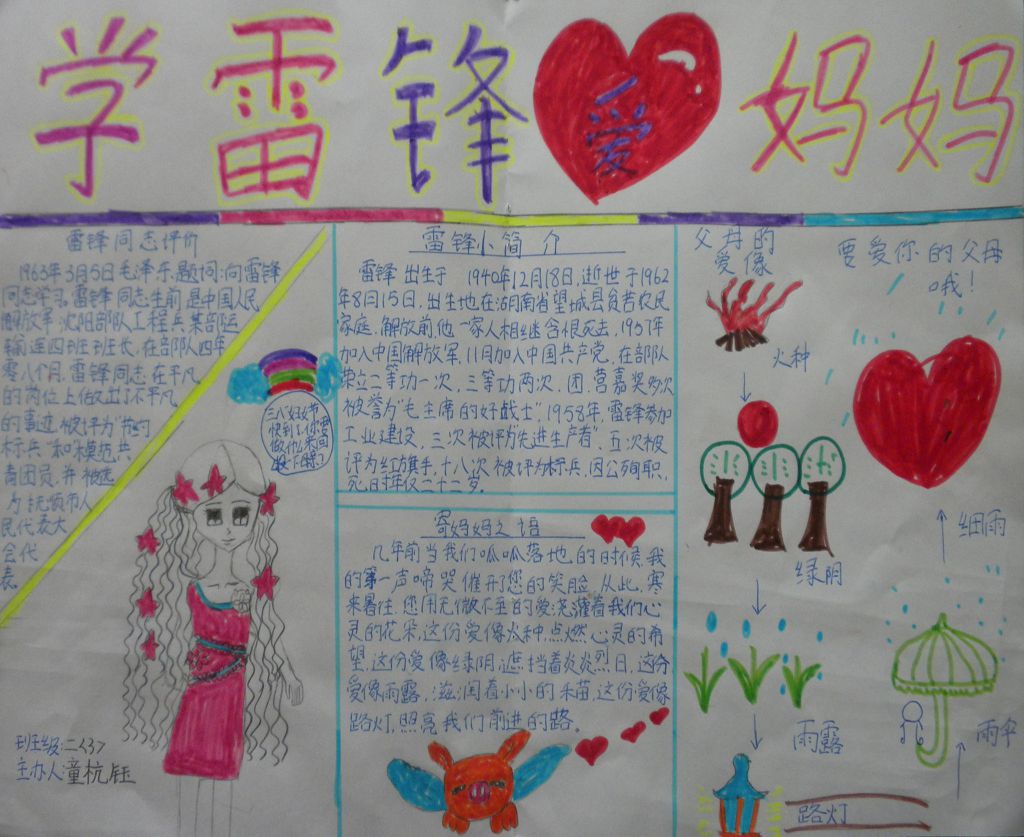 学雷锋爱妈妈手抄报图片 学雷锋爱妈妈手抄报图片