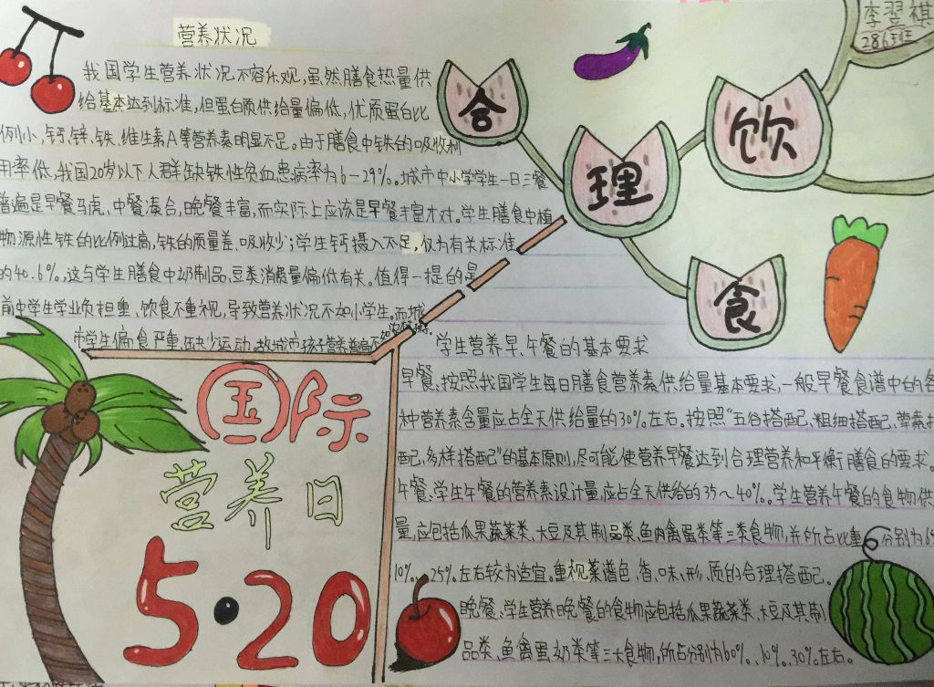 营养日合理饮食手抄报 营养日合理饮食手抄报