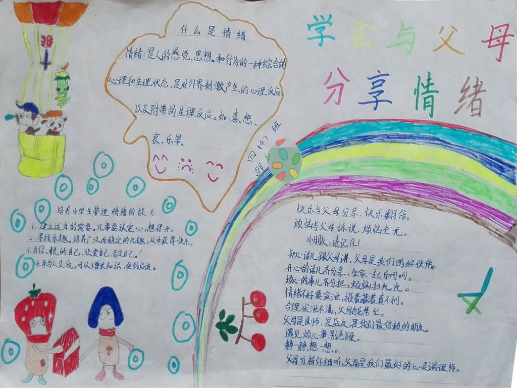 学会与父母分享情绪手抄报 学会与父母分享情绪手抄报