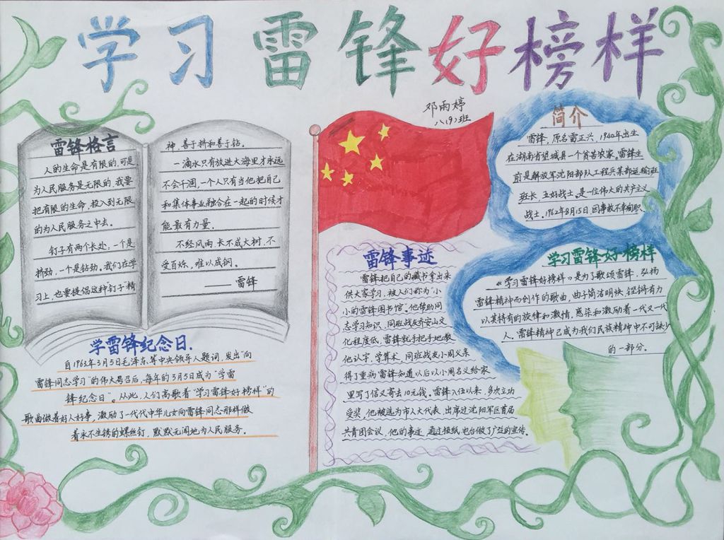 学习雷锋精神,争做美德少年手抄报