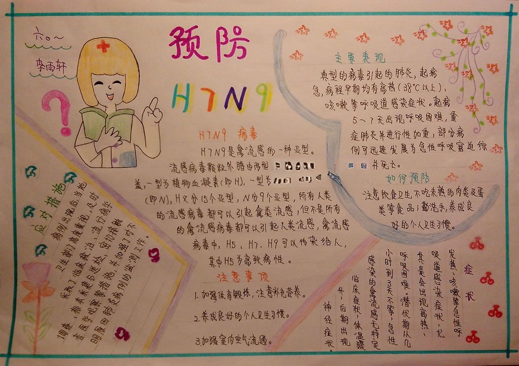 小学预防H7N9手抄报参考图 小学预防H7N9手抄报参考图