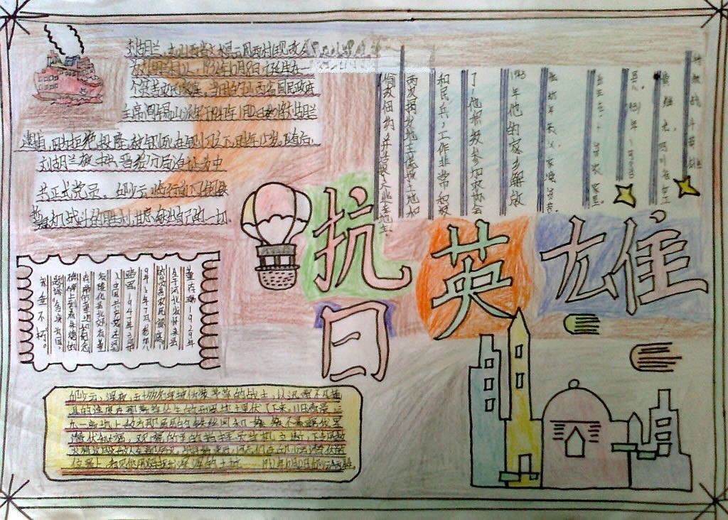 抗日英雄手抄报版面图 抗日英雄手抄报版面图