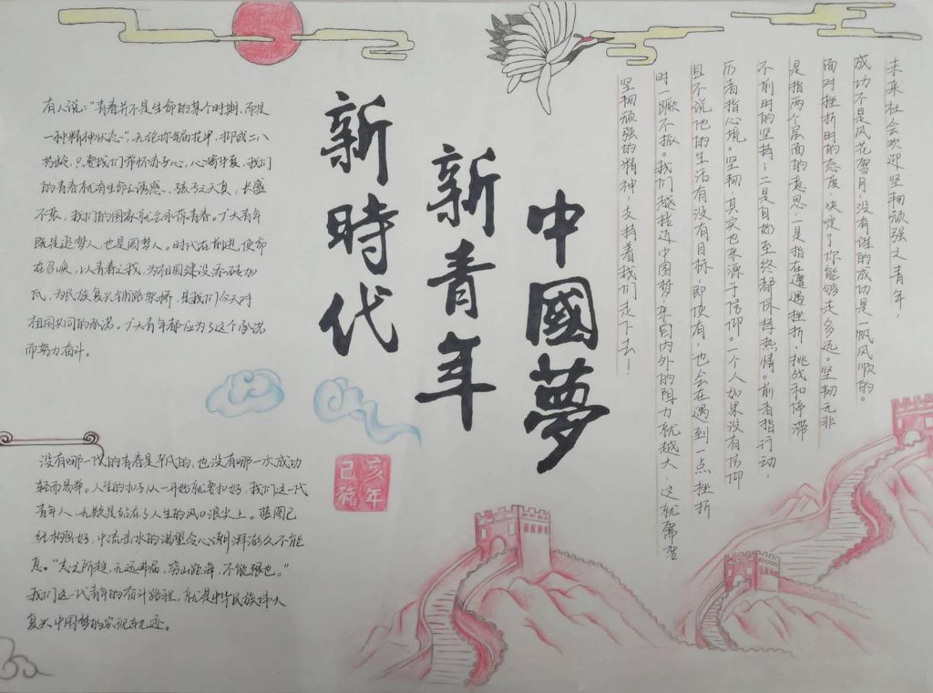 新时代新青年中国梦手抄报，时代选择我我改变时代