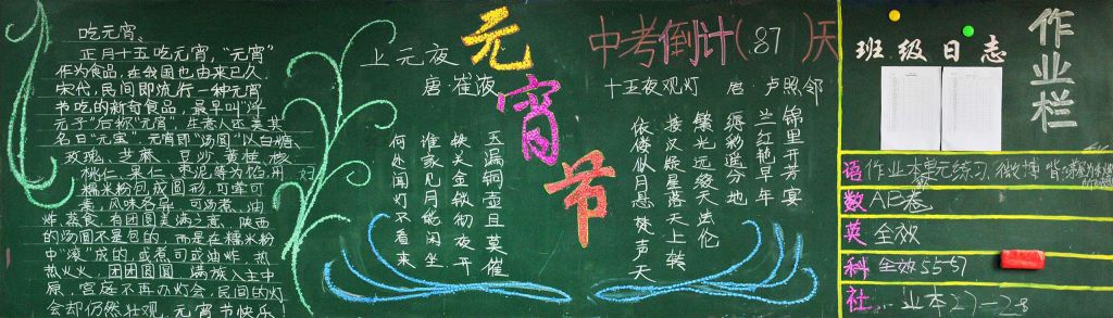 2022鸡年闹元宵黑板报图片 2022鸡年闹元宵黑板报图片