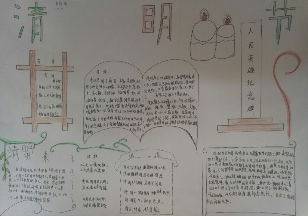 清明节缅怀先烈扫墓手抄报 清明节缅怀先烈扫墓手抄报