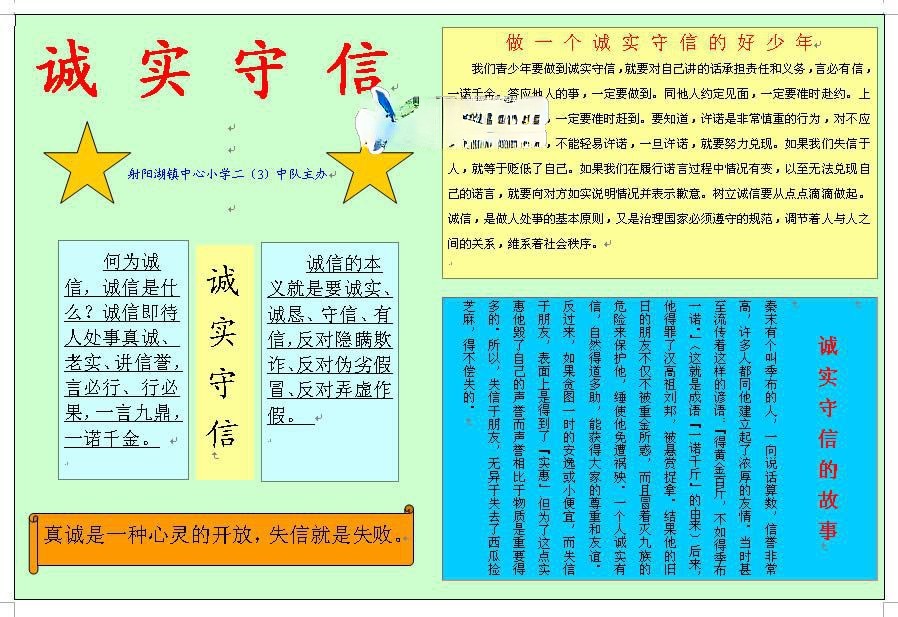 诚实小公民手抄报图片