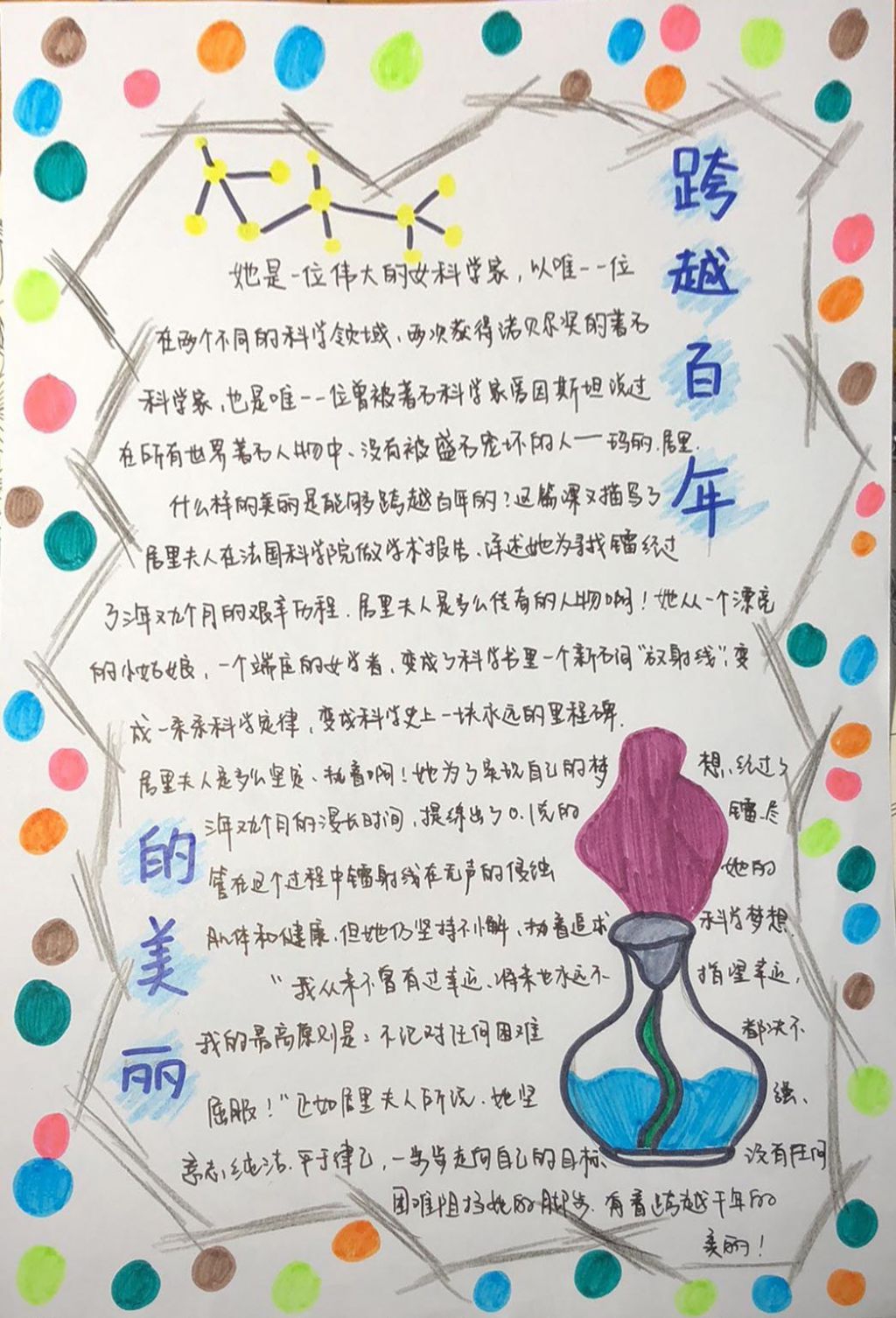 跨越百年的美丽手抄报,走进居里夫人 跨越百年的美丽手抄报,走进居里夫人