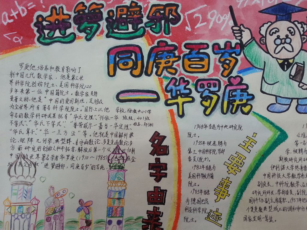 进箩避邪同庚百岁—华罗庚手抄报 进箩避邪同庚百岁—华罗庚手抄报