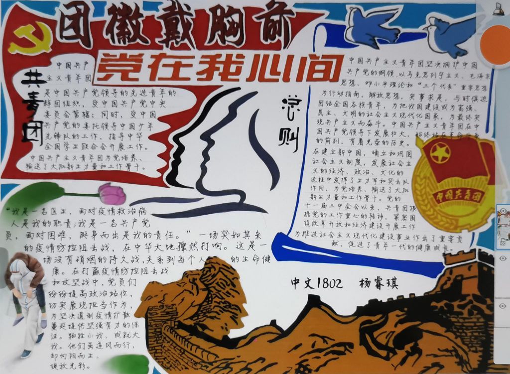 团徽戴胸前党在我心间手抄报 团徽戴胸前党在我心间手抄报