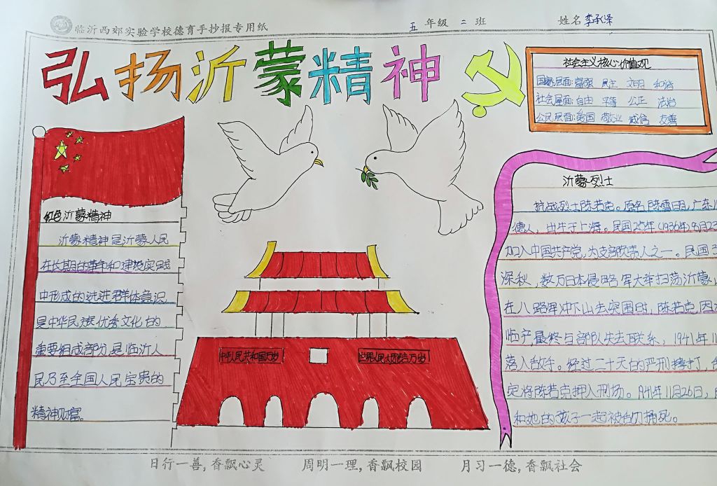 弘扬沂蒙精神手抄报 弘扬沂蒙精神手抄报
