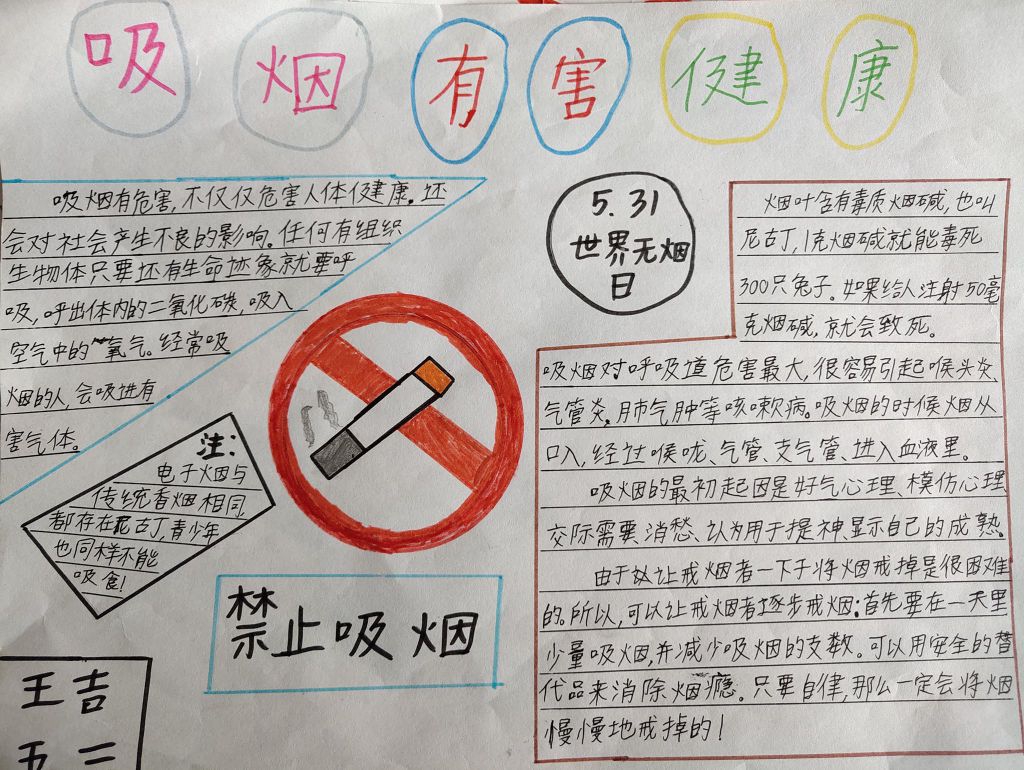 531世界无烟日手抄报,吸烟有害健康 531世界无烟日手抄报,吸烟有害健康