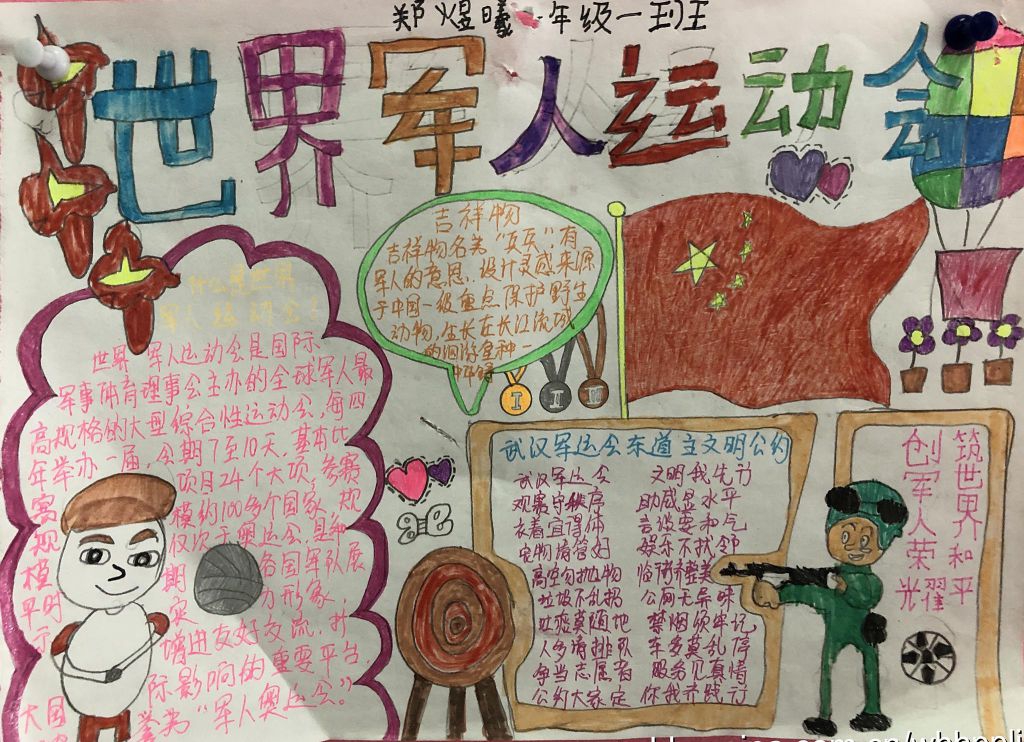 世界军人运动会手抄报,我为军运添色彩 世界军人运动会手抄报,我为军运添色彩