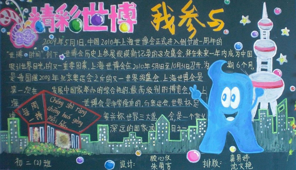 精彩世博我参与黑板报 精彩世博我参与黑板报