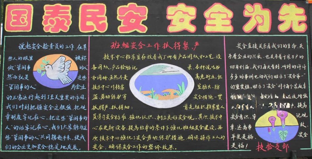 技检支部黑板报:国泰民安安全为先 技检支部黑板报:国泰民安安全为先