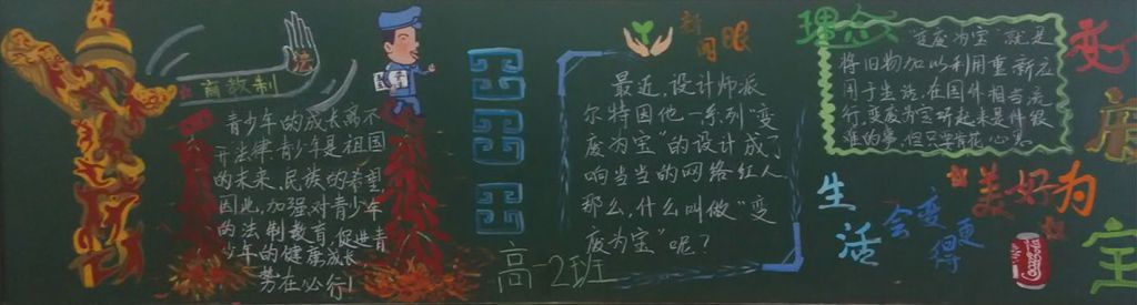 法制生活&变废为宝黑板报 法制生活&变废为宝黑板报