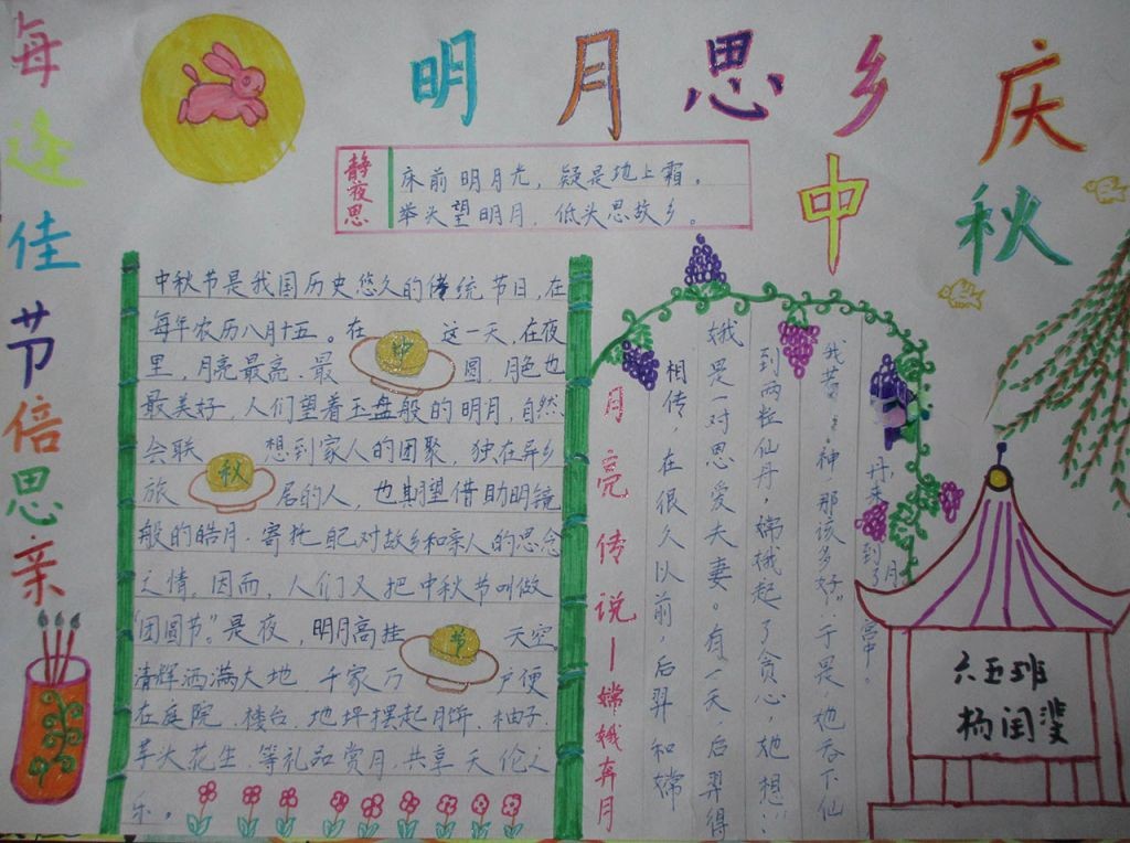 中秋节手抄报一等奖图片大全 中秋节手抄报一等奖图片大全