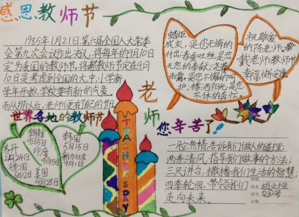 简单漂亮的教师节手抄报图片 简单漂亮的教师节手抄报图片