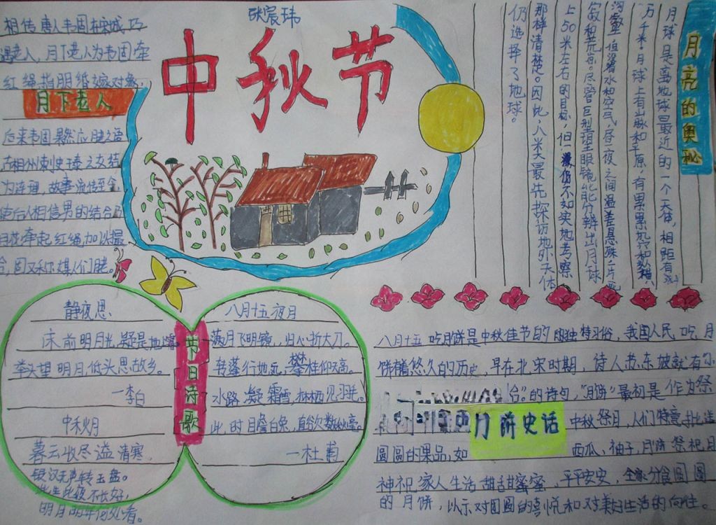 中秋节手抄报一等奖图片大全 中秋节手抄报一等奖图片大全