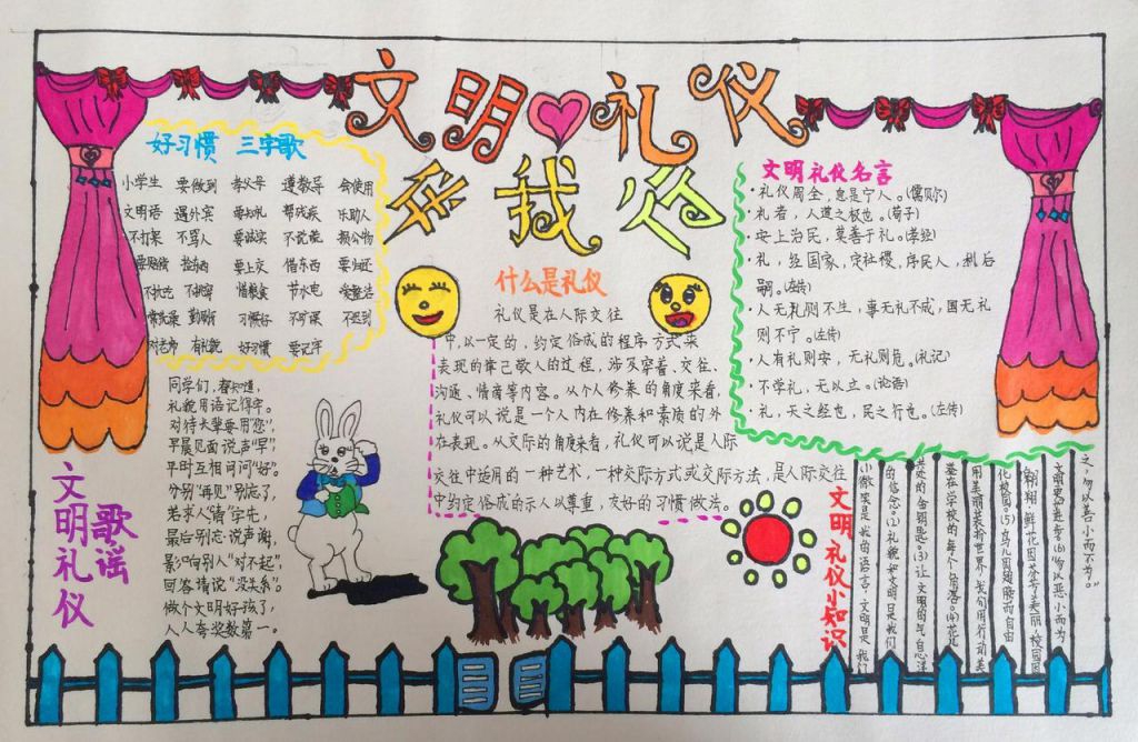 《文明礼仪伴我行》手抄报图片欣赏 《文明礼仪伴我行》手抄报图片欣赏