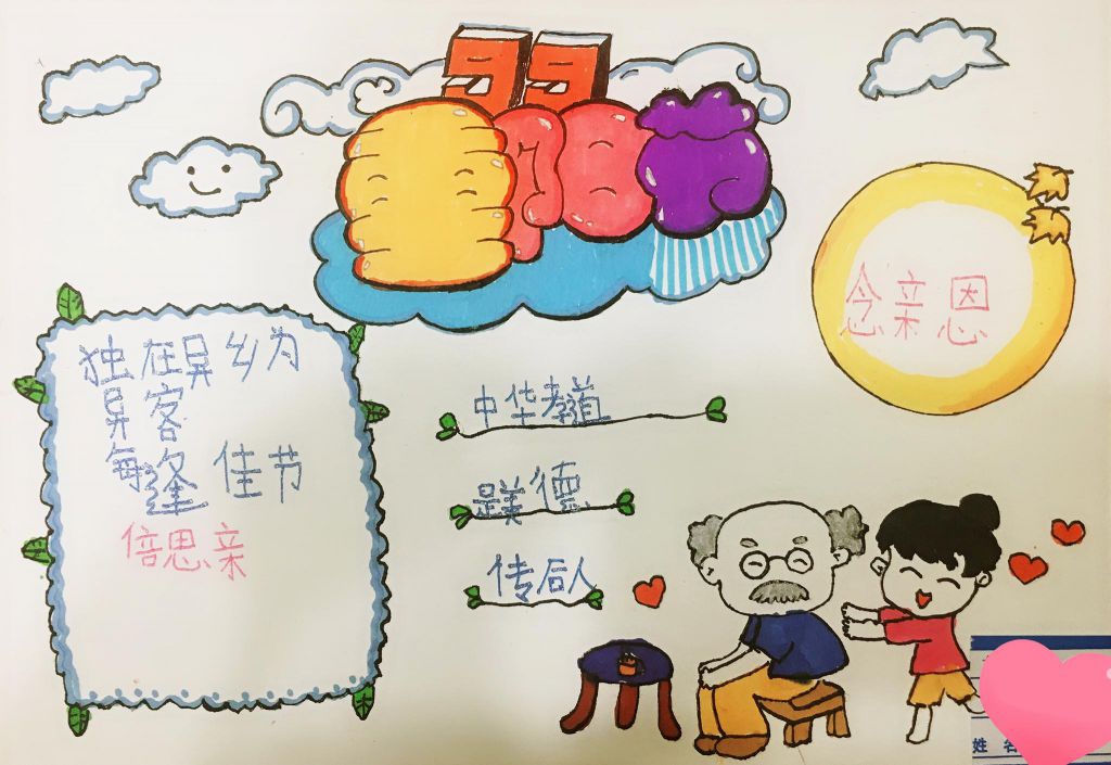 2022九月初九重阳节手抄报,九九孝老节 2022九月初九重阳节手抄报,九九孝老节