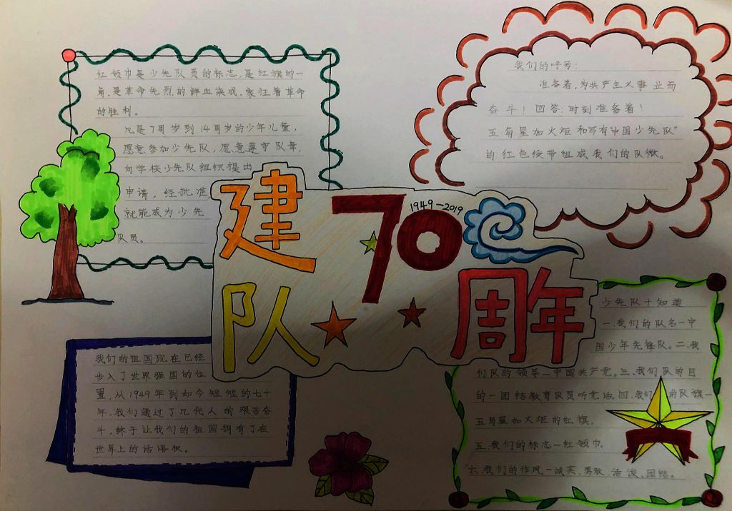 少先队建队70周年手抄报 少先队建队70周年手抄报