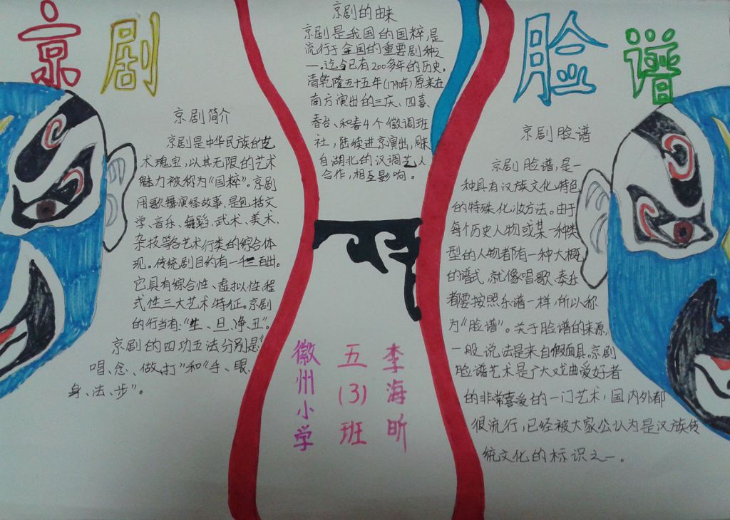 有关/关于京剧脸谱手抄报 有关/关于京剧脸谱手抄报