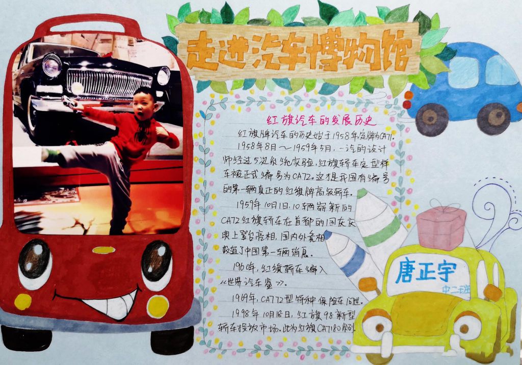 走进汽车博物馆手抄报,红旗汽车的发展历史 走进汽车博物馆手抄报,红旗汽车的发展历史