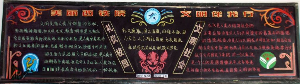 美丽西铁院 文明伴我行黑板报 美丽西铁院 文明伴我行黑板报