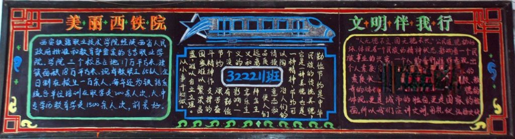 美丽西铁院 文明伴我行黑板报 美丽西铁院 文明伴我行黑板报
