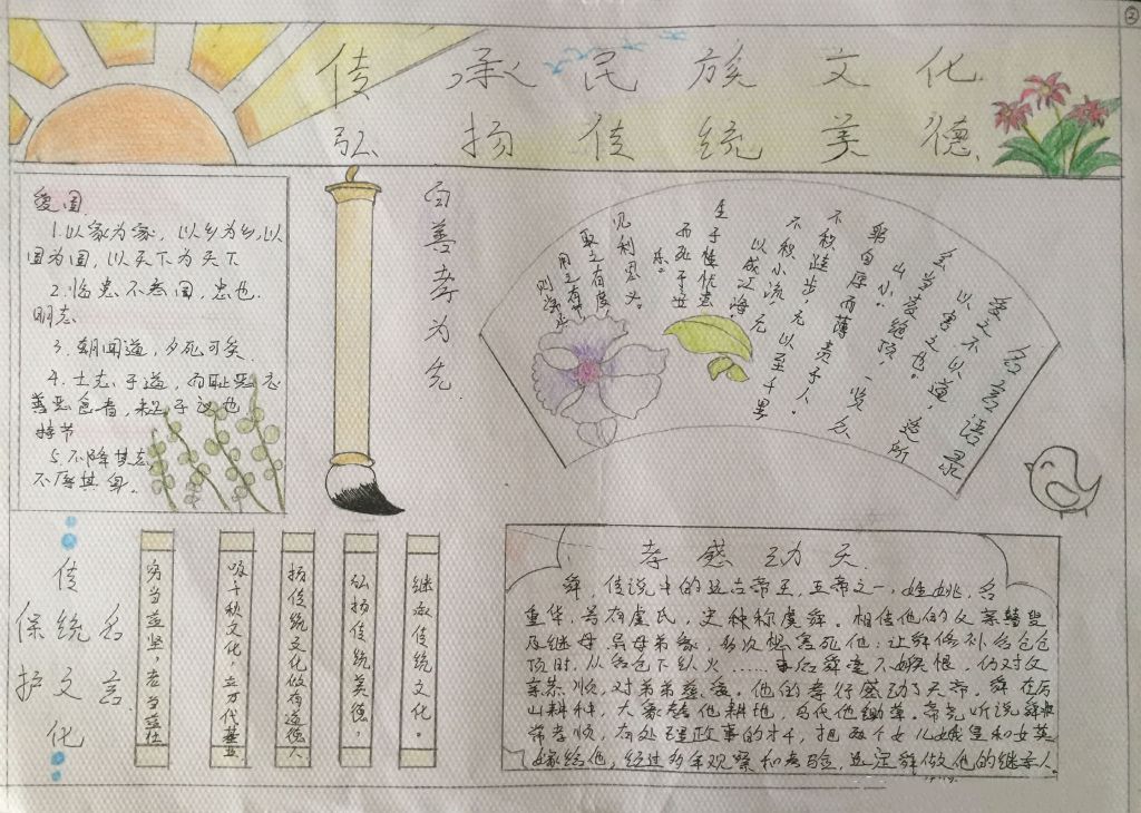 传承民族文化弘扬传统美德手抄报 传承民族文化弘扬传统美德手抄报