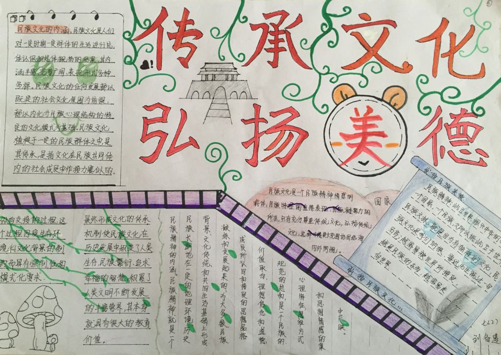 传承民族文化弘扬传统美德手抄报 传承民族文化弘扬传统美德手抄报