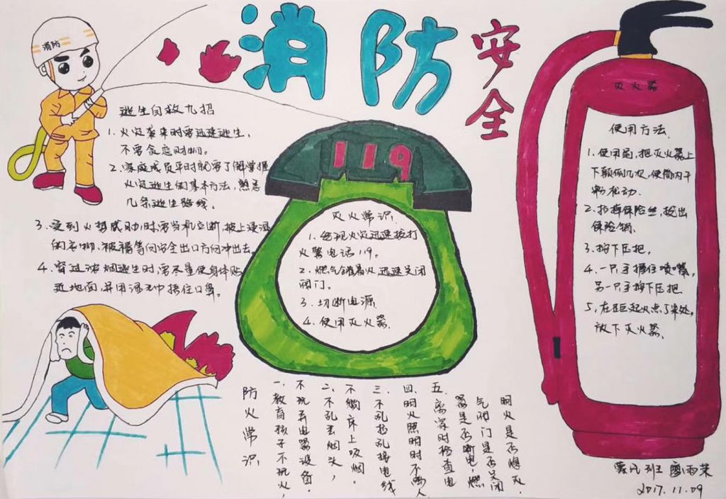 119消防安全日手抄报图片,灭火防火常识 119消防安全日手抄报图片,灭火防火常识